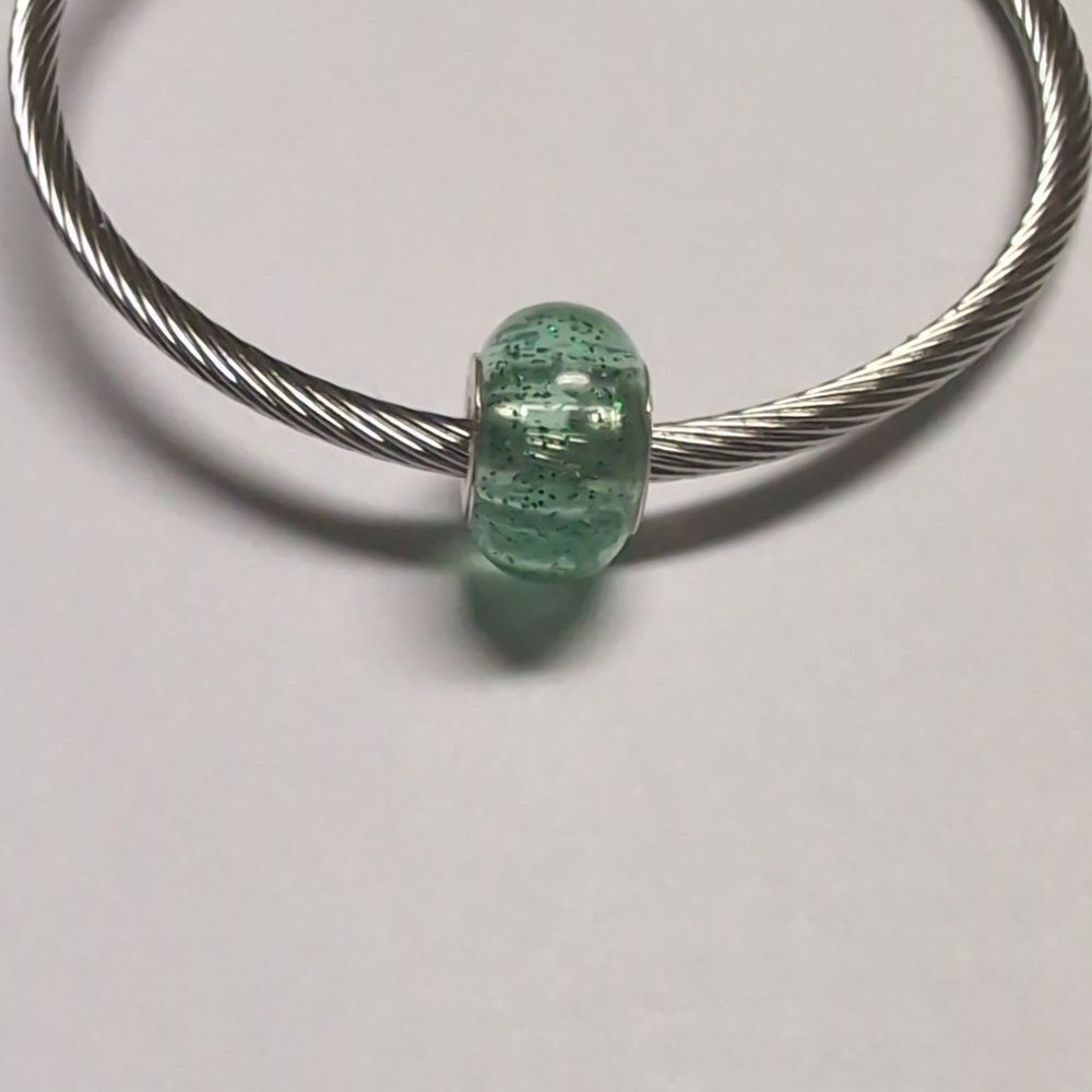 Green Glittery Charm for Pandora‎ Style Bracelet